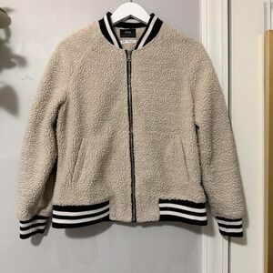 BDG Urban Outfitters Cream Sherpa Varsity‎ Bomber Jacket